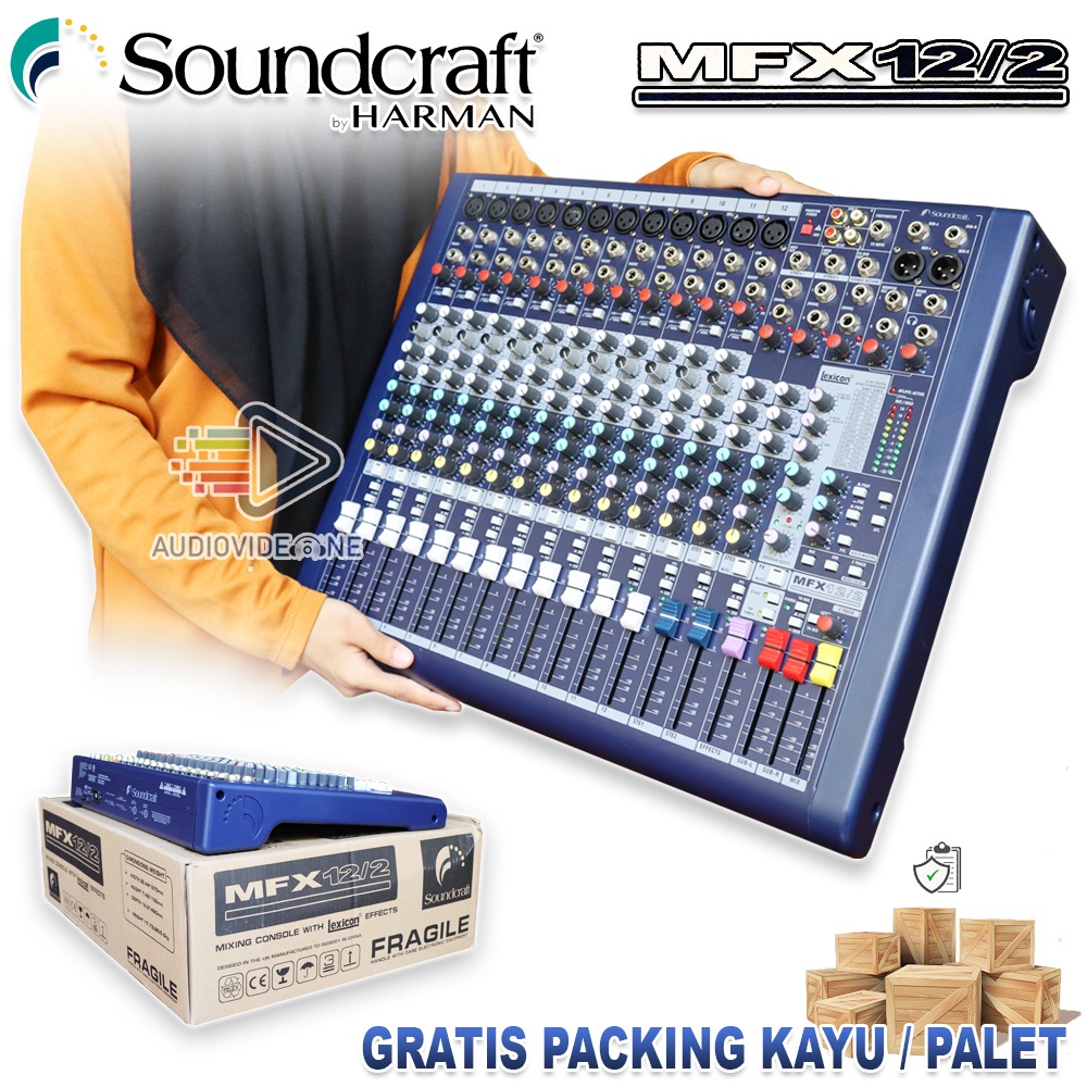 Mixer Soundcraft MFX 12/2 Mikser Audio 12 Chanel Soundkreft Full Efek Lexicon Free Packing Kayu