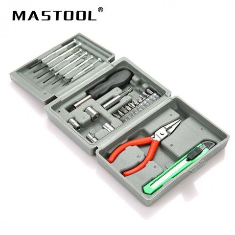 [COD] Tool Kit 24in1 Kombinasi Alat Tukang Set Toolbox Obeng Cut Tang + Obeng Kembang + Datar