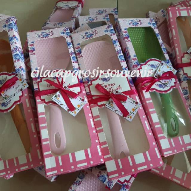 Souvenir Pernikahan Murah Centong Magicom Packing Box Mika Motif Bunga Minimal Order 100 Pcs