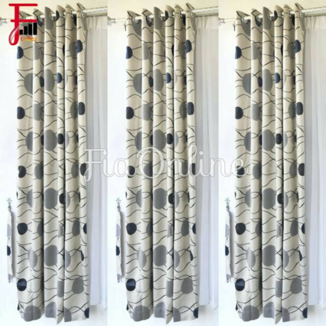 Gorden jendela gorden minimalis elegan tirai pintu motif dua sisi acacia warna abu bahan IMPORT