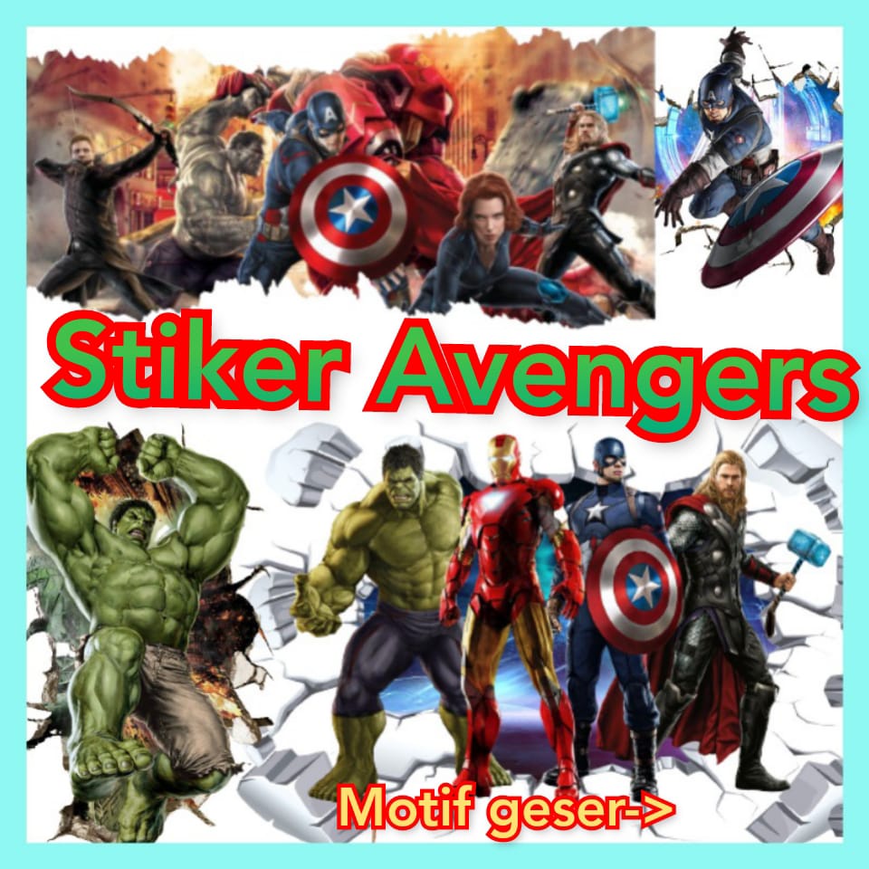 Wallsticker Wallstiker  Wall Paper Sticker Stiker Dinding Tembok Superhero Super Hero Wallpaper The Avengers Avenger Kapten Amerika Kartun Captain America Karakter Hulk Thor Marvel Walsticker Iron Man Walstiker figure Dekorasi Ruang Kamar Tidur Anak Anak