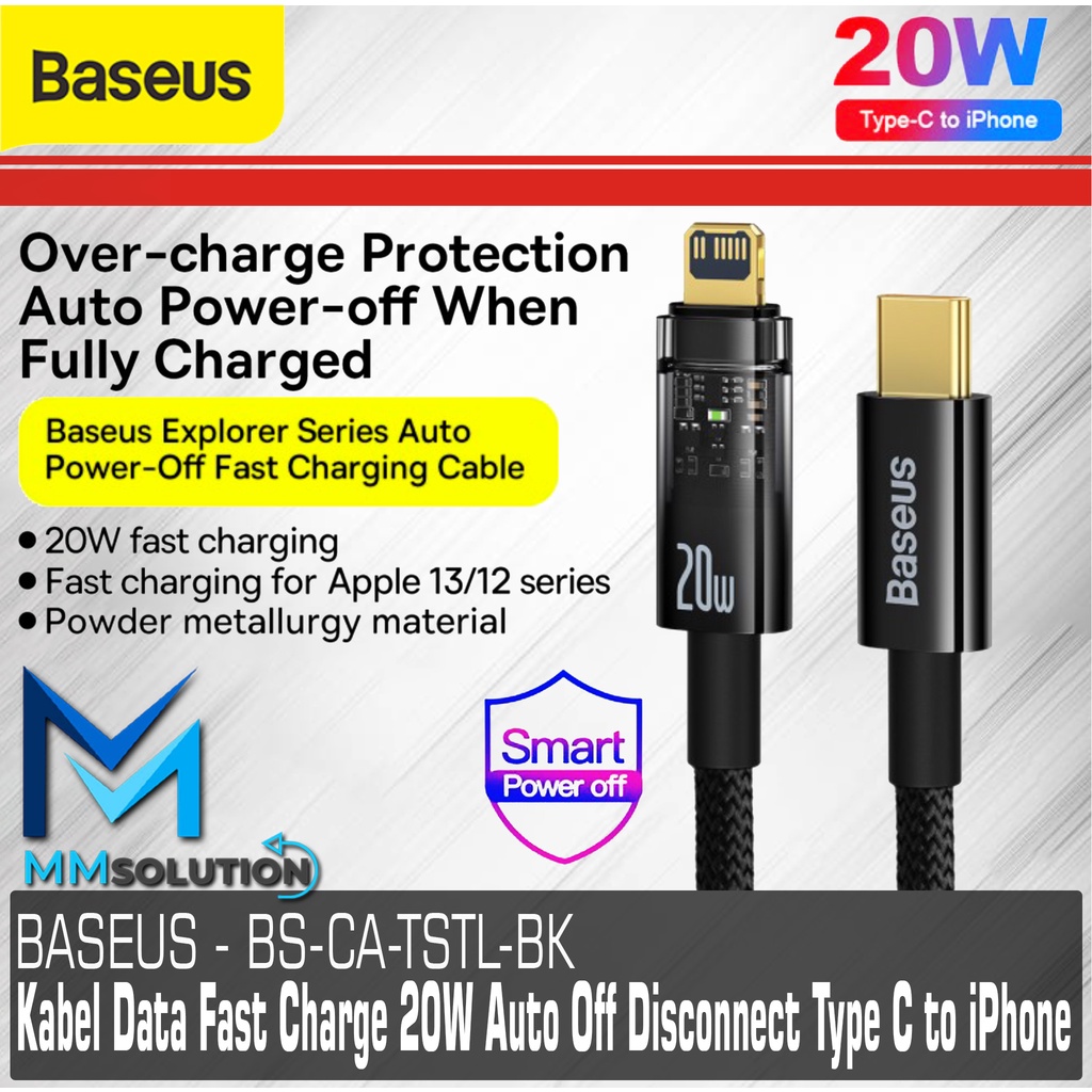 BASEUS Kabel Data Fast Charge 20W Auto OFF Disconnect Type C to iPhone