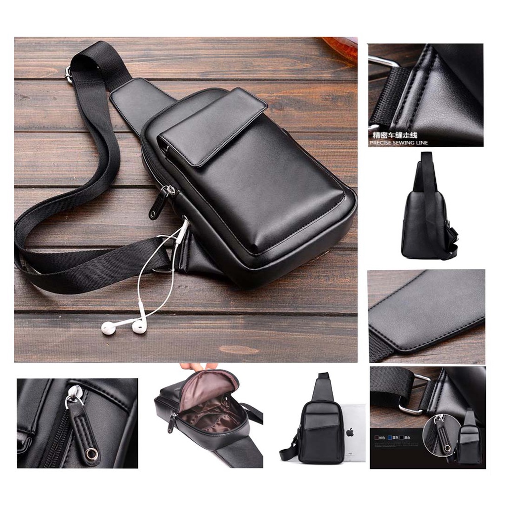 Tas Selempang Slingbag Crossbody Unisex PU Kulit Premium