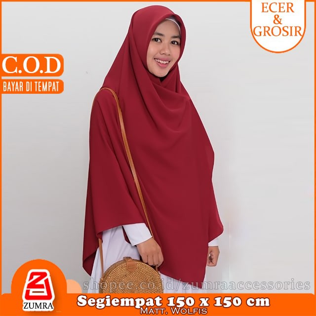 PROMO!!! Jilbab Syari Jumbo Segiempat Woolpeach Square Wolfis 150 x 150 cm by zumra