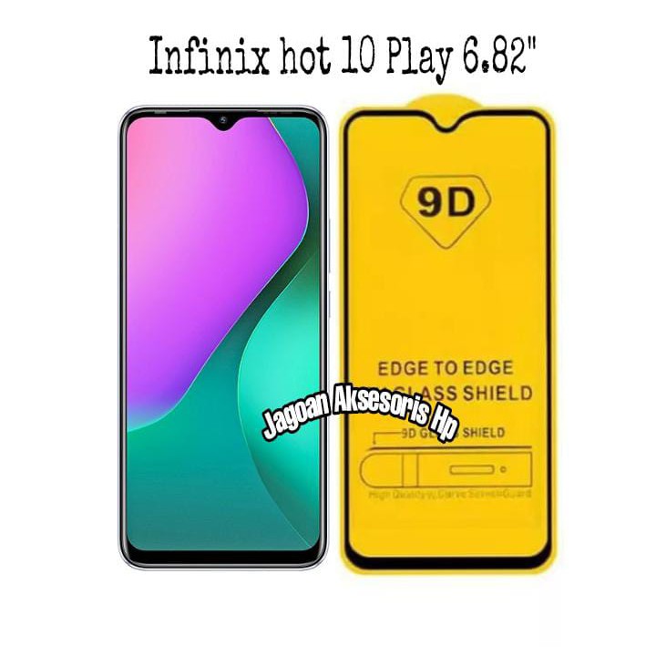 KOREAN Tempered Glass Infinix Hot 10 Play 6.82 inchi FULL SCREEN TG 5D 9D 21D FULL GLUE