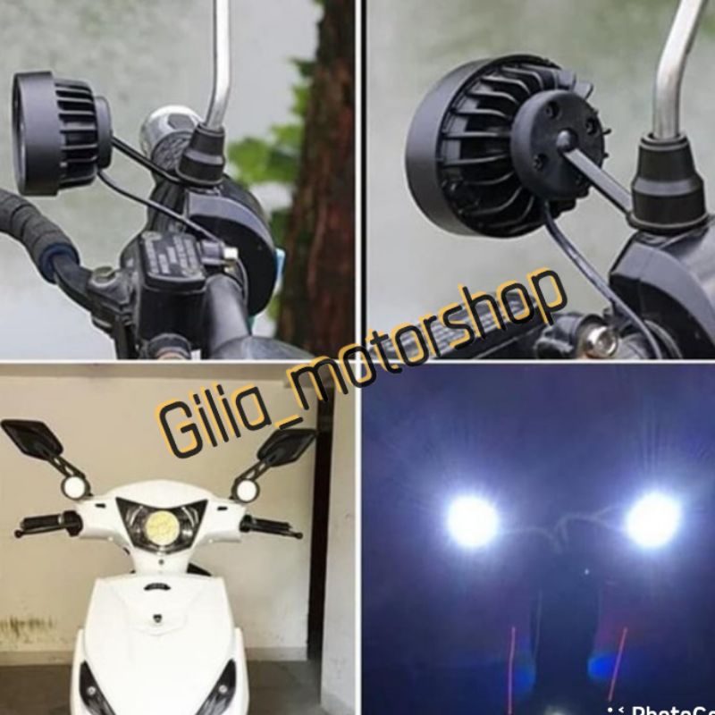 Lampu Tembak LED Oval 1 set 2 pcs Lampu Tembak Sorot Plus Breaket Spion Universal Motor