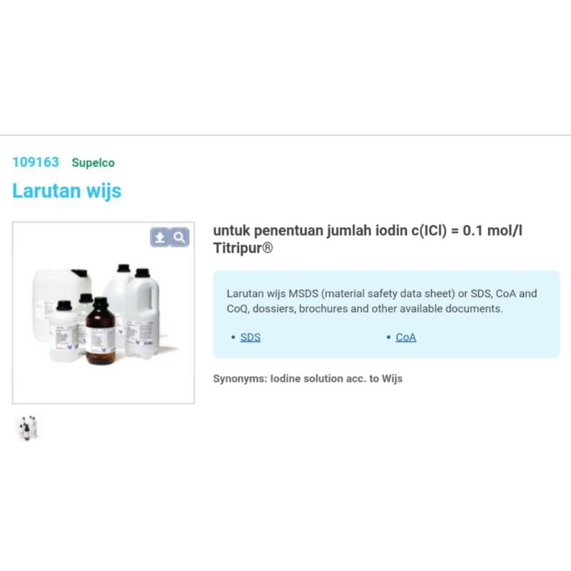 wij's solution / larutan wijs MERCK cat. 1.09163.2500