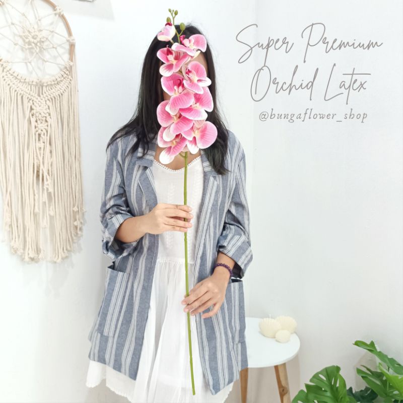 NEW Super Premium Orchid Latex | Bunga Artificial Anggrek Latex Premium Jumbo | Anggrek Bulan Dekorasi Rumah Cafe Hotel Kantor Grosir Import murah