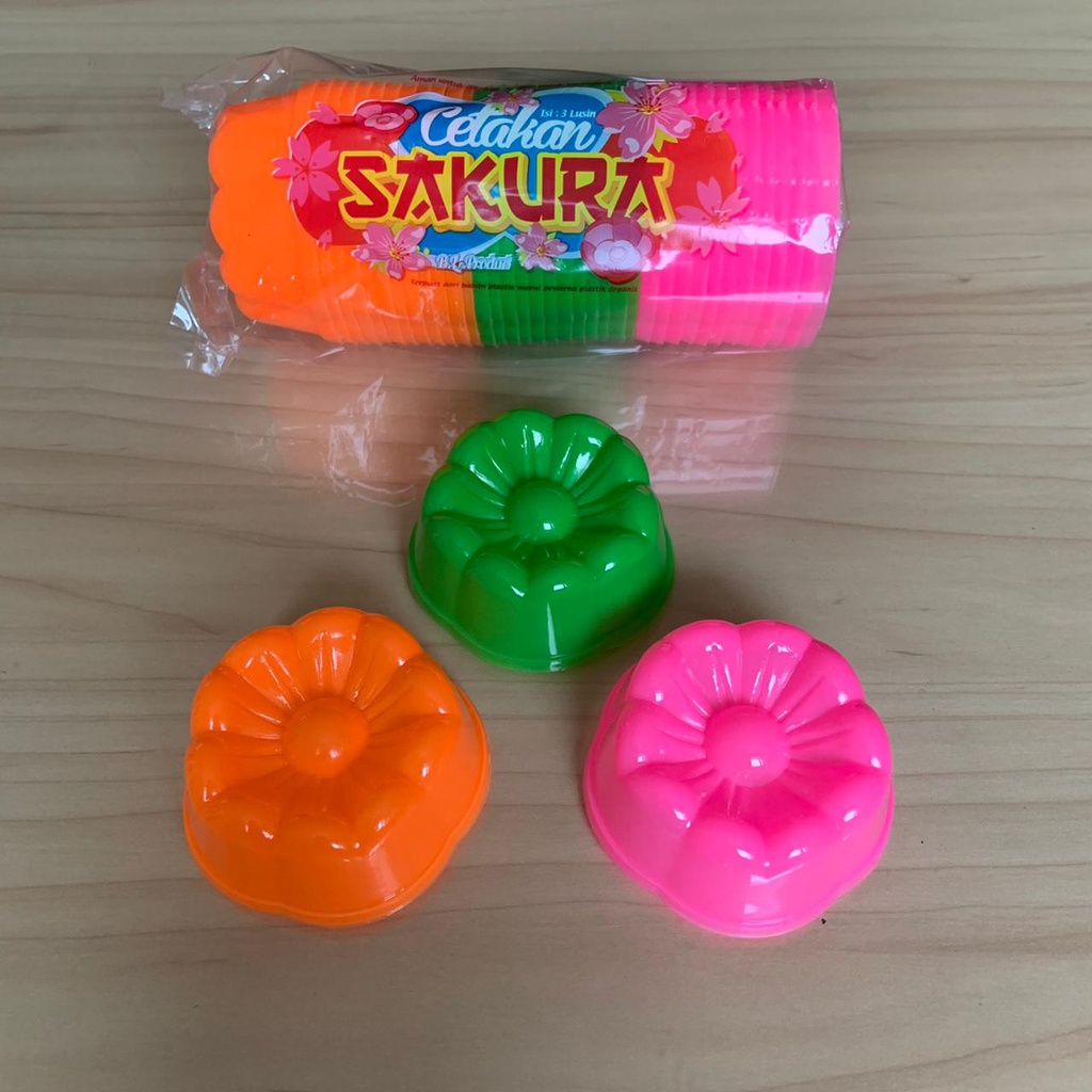 Cetakan Kue Agar Ager Loyang Mini Cup Jelly Coklat Puding Cake Mold Sakura Isi 12pcs