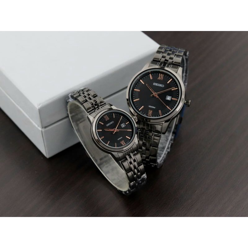 (B3/LV)JAM TANGAN SEIKO COUPLE NEW COLLECTION FASHION WANITA/PRIA TALI RANTAI FREE BOX ORIGINAL