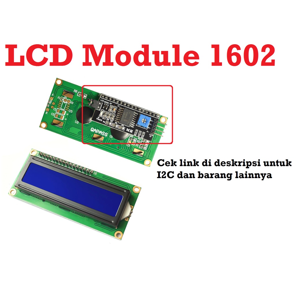 [HAEBOT] Modul Module LCD 16x2 1602 5v Background Biru Hijau Arduinoo Blue Green termurah Liquid Crystal Display 16 Pin Text Teks Putih