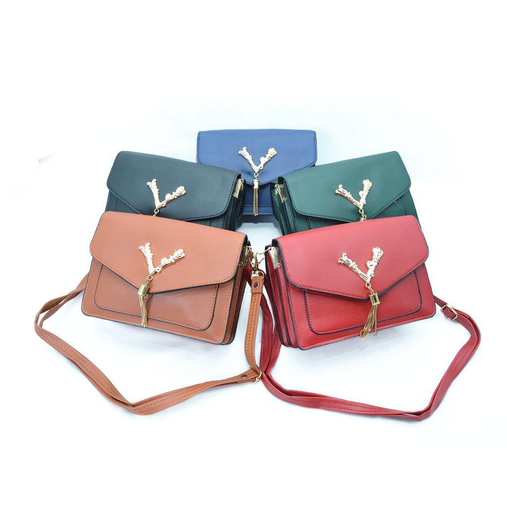 Slingbag Wanita / Tas Selempang Wanita / Tas Bolak Balik Logo Bunga V Kincir Wanita Import 3150-2