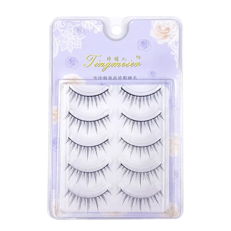 F63 - FAIRY LASHES - New 5 Pairs Natural False Eyelashes Cos Little Devil Japanese Eyelashes Handmade Thick Curling Eyelash Makeup Tools