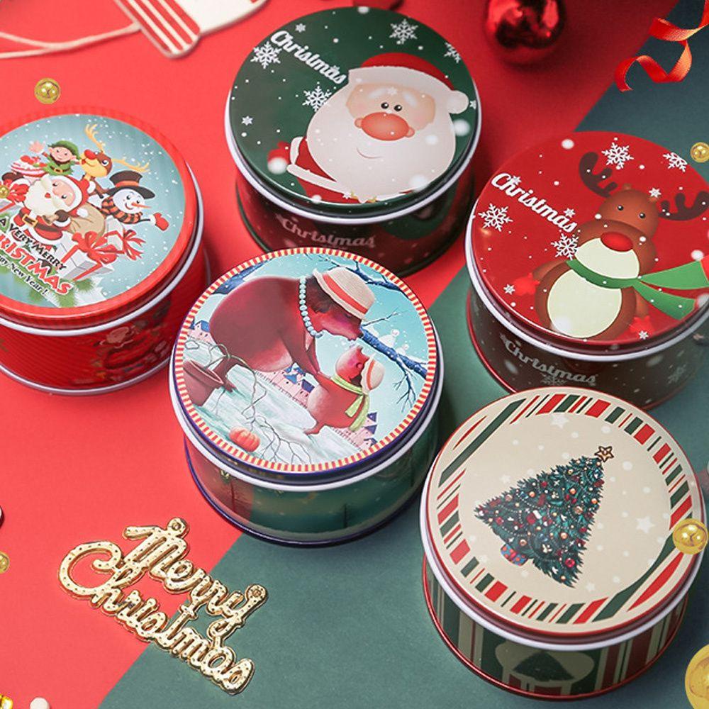 Solighter Christmas Tin Gift Box Xmas Coin Storage Dengan Tutup Wadah Penyimpanan