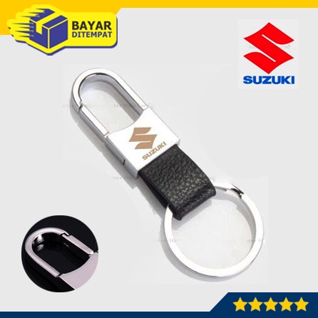 Gantungan Kunci SUZUKI KULIT Sepeda Motor Mobil Gantung Besi Metal Alloy Keychain Leather