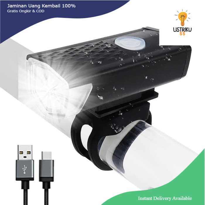 Lampu Depan Sepeda LED 300LM Battery Recharge / Bicycle USB Recharge