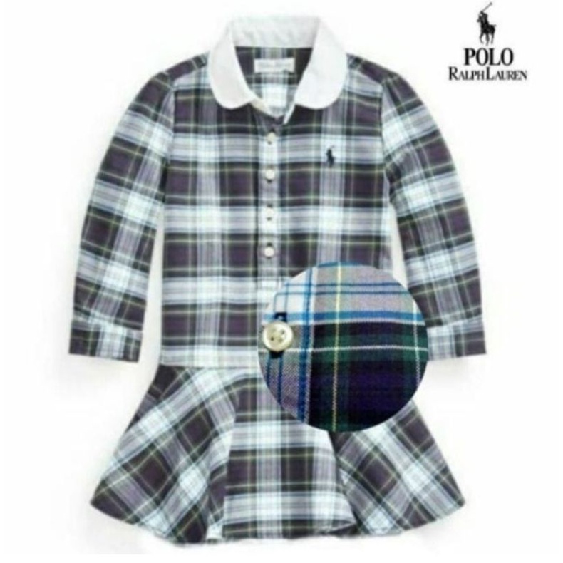 Polo Ralph Laure* - Dress Anak Bayi | Size 18, 24 bulan-Green Tartan