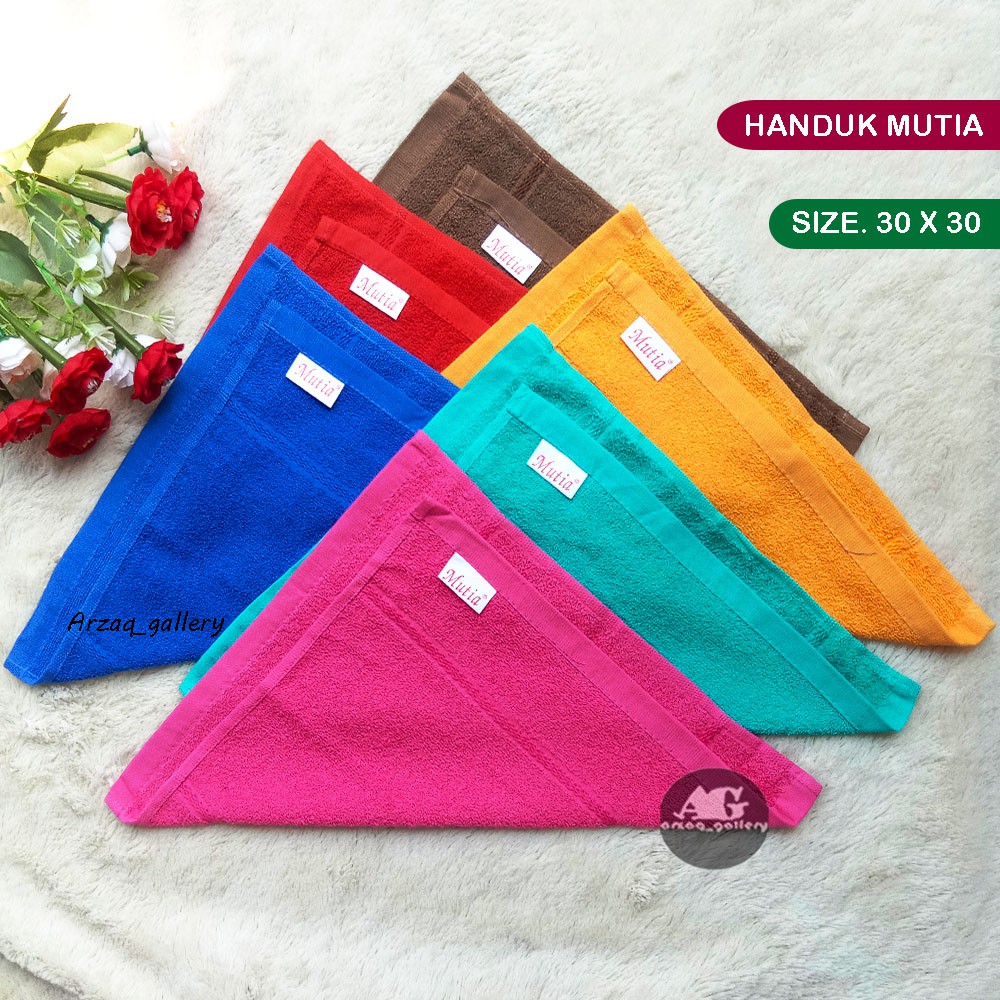 6pc - HANDUK SAPU TANGAN MUTIA UK 30x30 ,Handuk Muka , Handuk Kecil