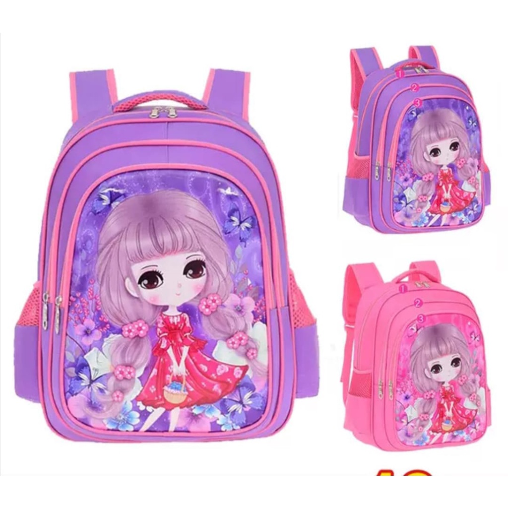 Tas Ransel Anak Sekolah Tas Punggung Perempuan Kartun Putri Korea Backpack Impor