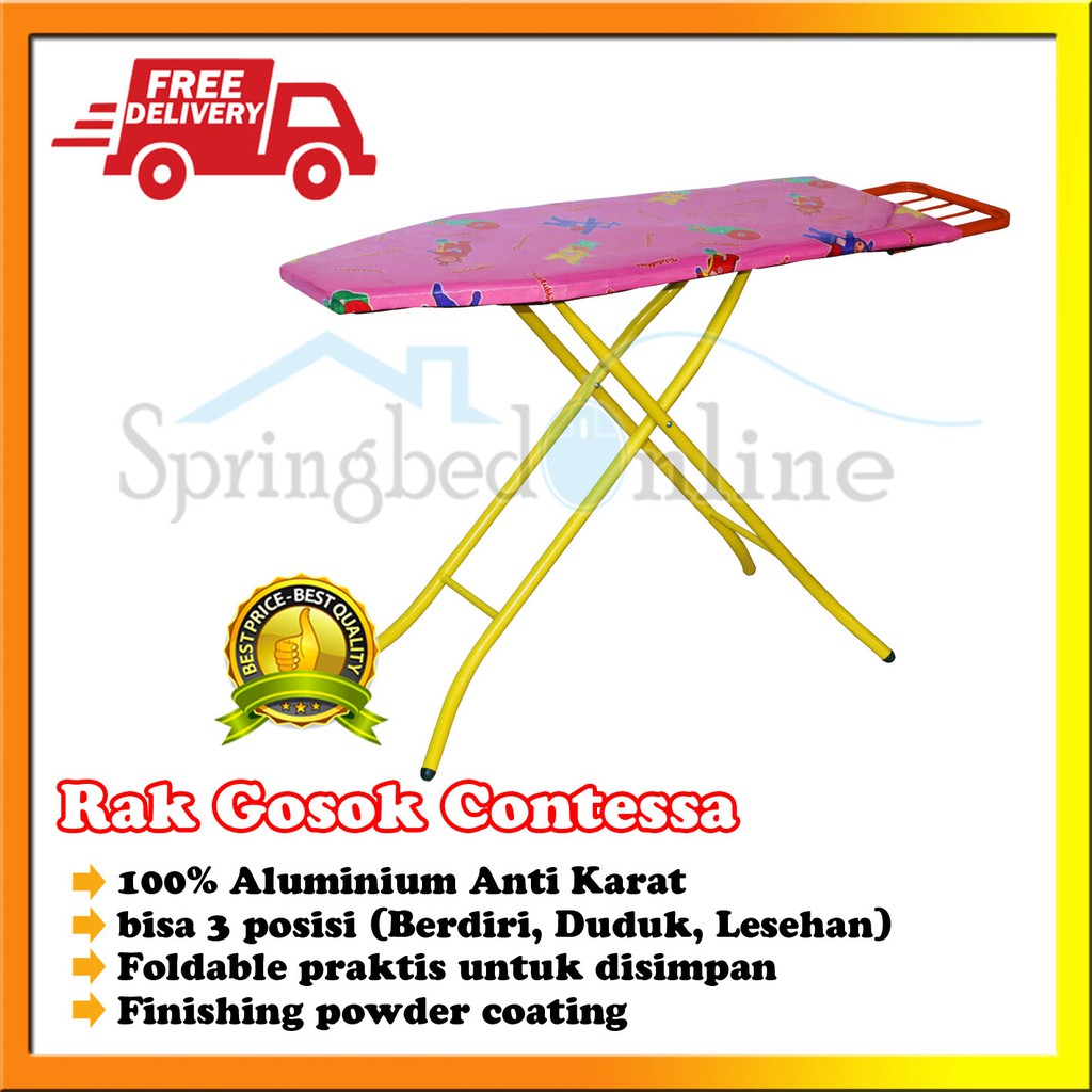 Meja Rak Gosok Setrika Aluminium Lipat Contesa - Warna Free Ongkir Harga Pabrik