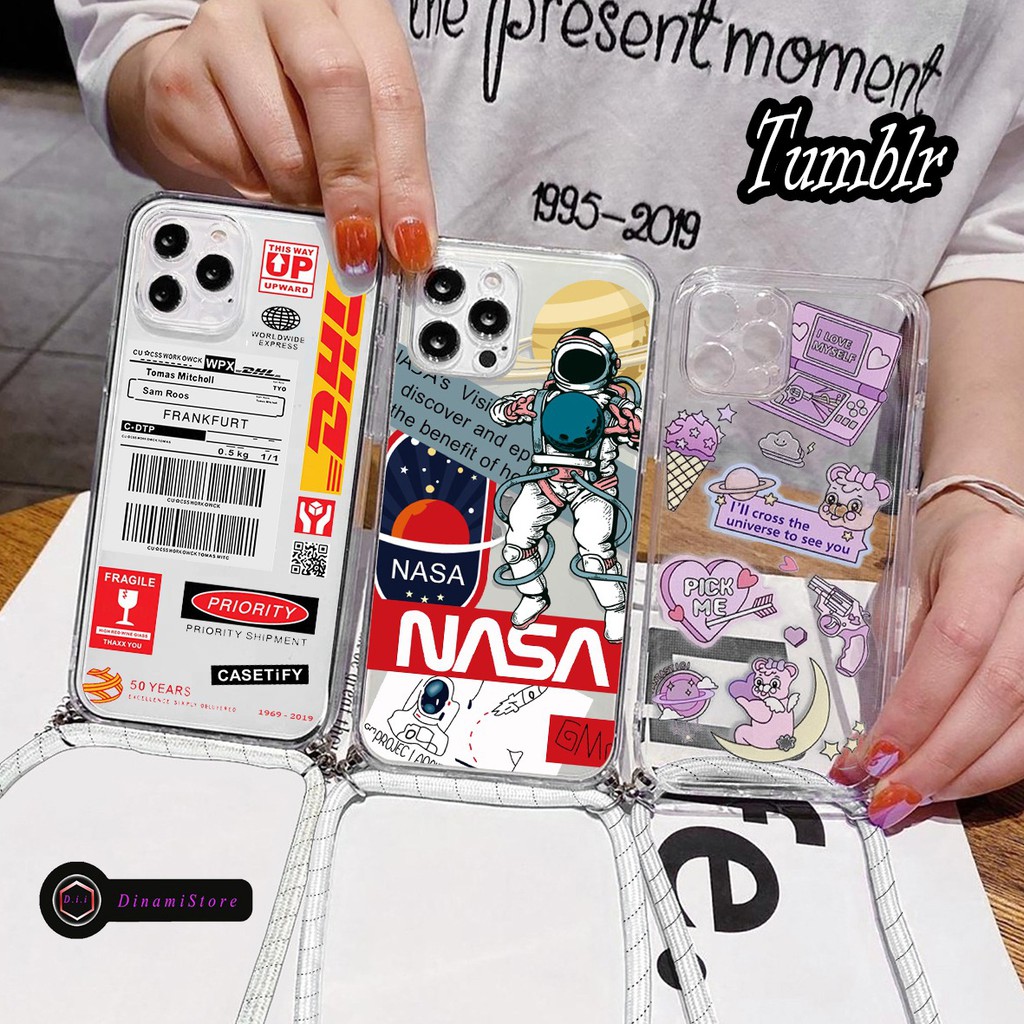 Softcase Slingcase Lanyard Bening TUMBLR Oppo A1k A3s A5s A7 A12 A11k F9 A15 A52 A72 A92 DII3037