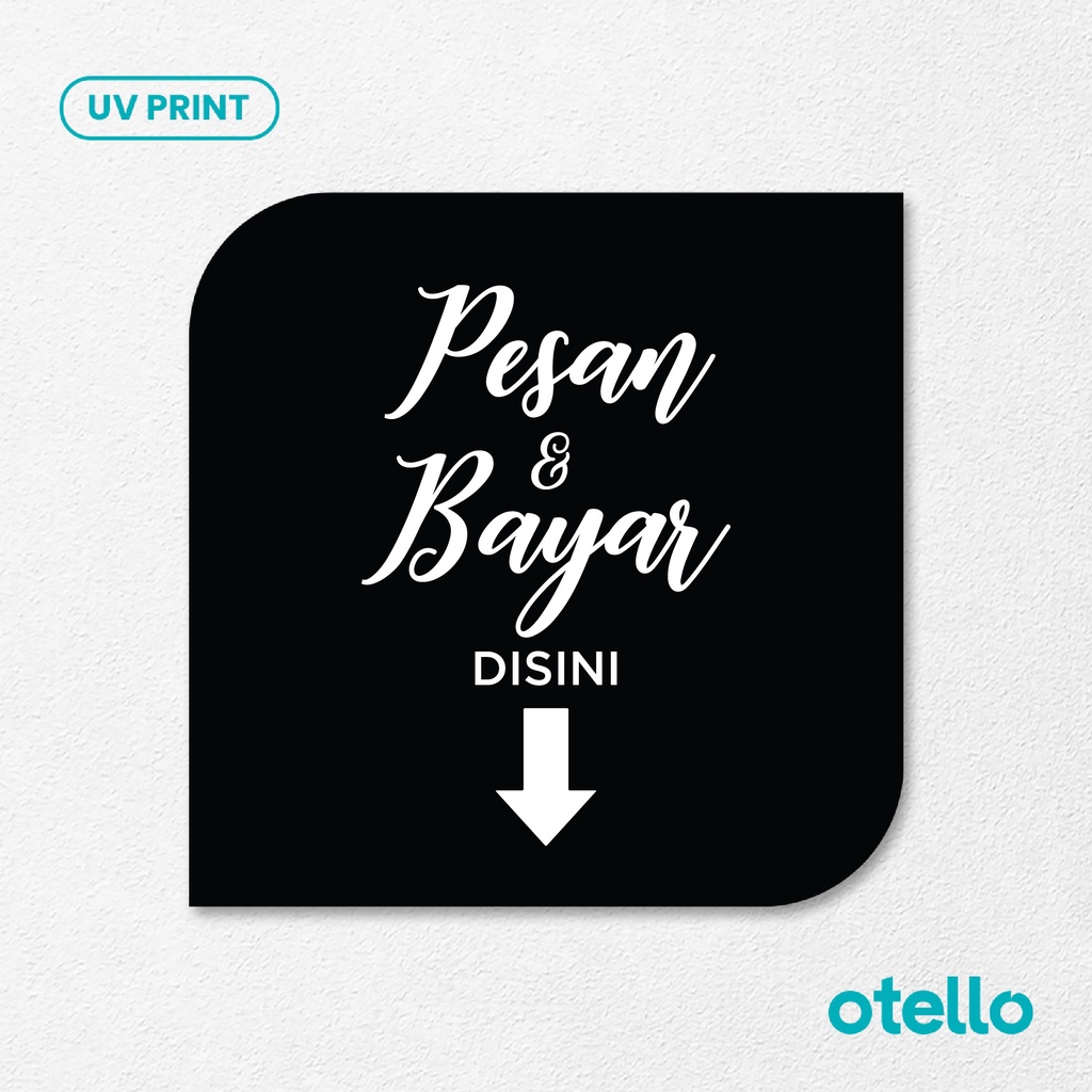 Pesan &amp; Bayar Disini Latin Signage Board Akrilik Tempel Dinding Papan Acrylic Restoran Dinding Petunjuk Toko Cafe