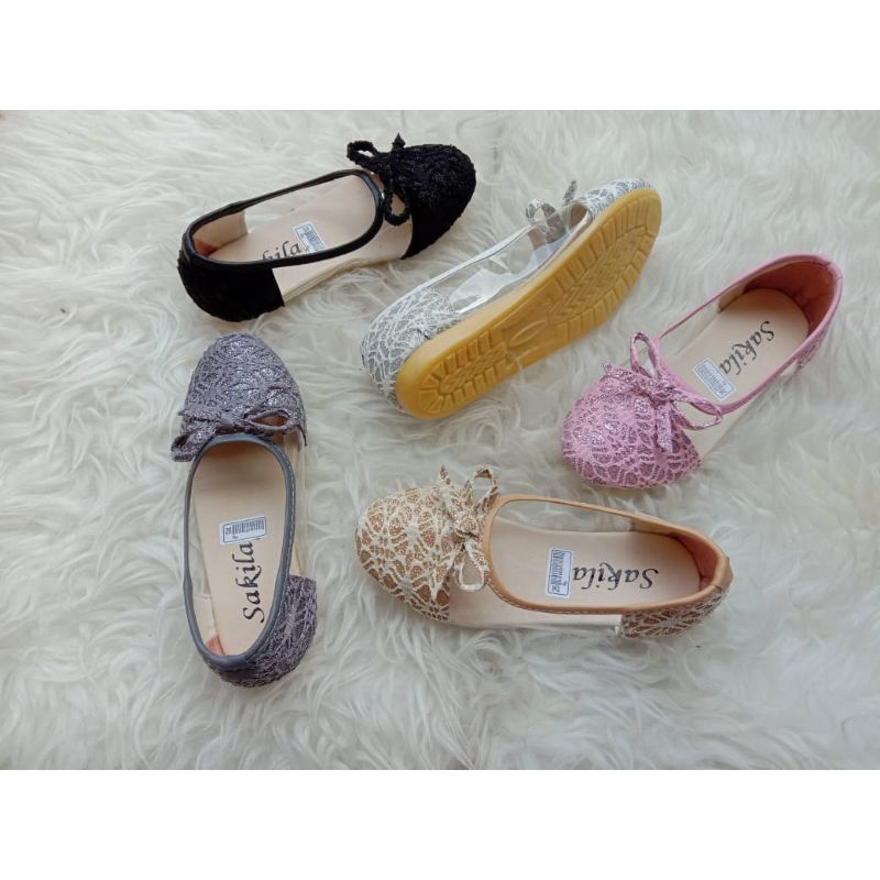 khainuna flatshoes anak perempuan model kaca brukat size 26-30 31-35