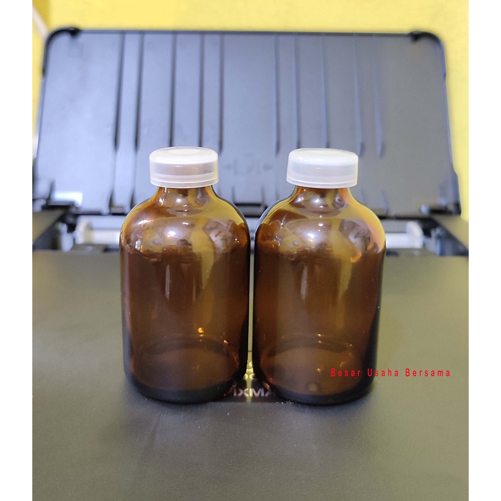 Botol Kaca Vial Coklat Amber 50ml 50 ml Tutup Plastik Rapat