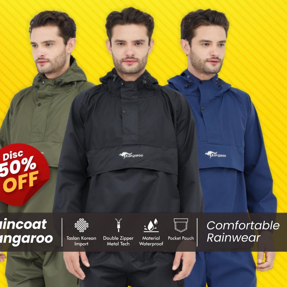 ハ KANGAROO RAINCOAT jas hujan pria jas hujan wanita jas hujan pria tebal jas ujan dewasa jas hujan k