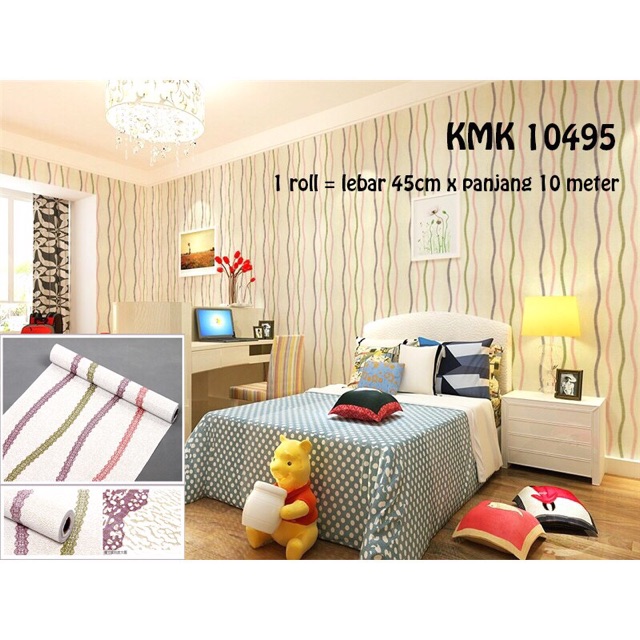 Kmk10495 Salur Premium Wallpapaer 10meter X 45cm Wallpaper Dinding Sticker Walpaper