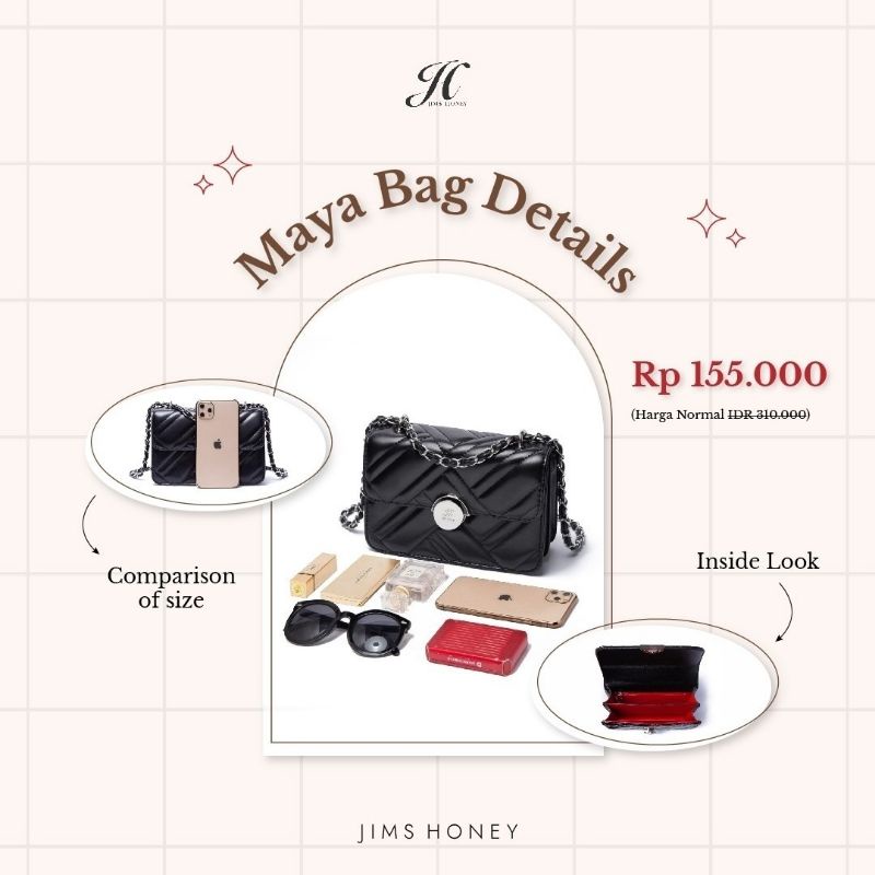 TAS SELEMPANG SHOULDER BAG WANITA JIMS HONEY JH MAYA BAG MURAH DISKON PROMO CANTIK ELEGAN KADO ULTAH ANNIVERSARY PACAR ISTRI CEWEK PEREMPUAN UNIK ELEGANT CANTIK MURAH FEMINIM