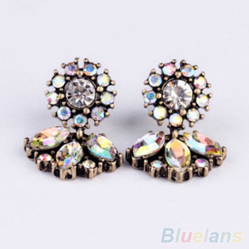 Fashion : Perhiasan Anting Tusuk Resin Juntaian Bunga Kristal Gaya Bohemia