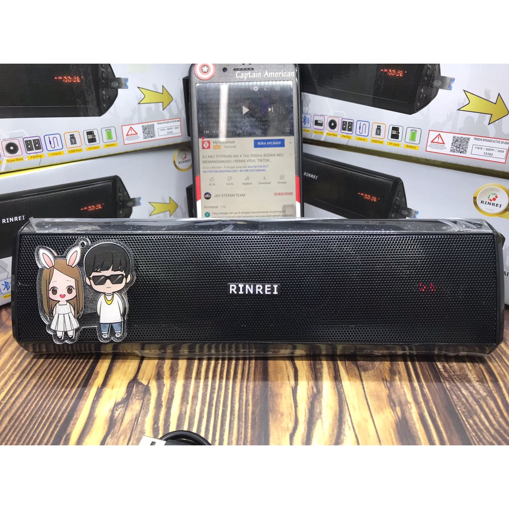SPEAKER BLUETOOTH PORTABLE RINREI SR-8899C SUPER BASS PLAY WITH USB BT FM RADIO TF CARD SPEAKER WIRELESS XTRA BASS