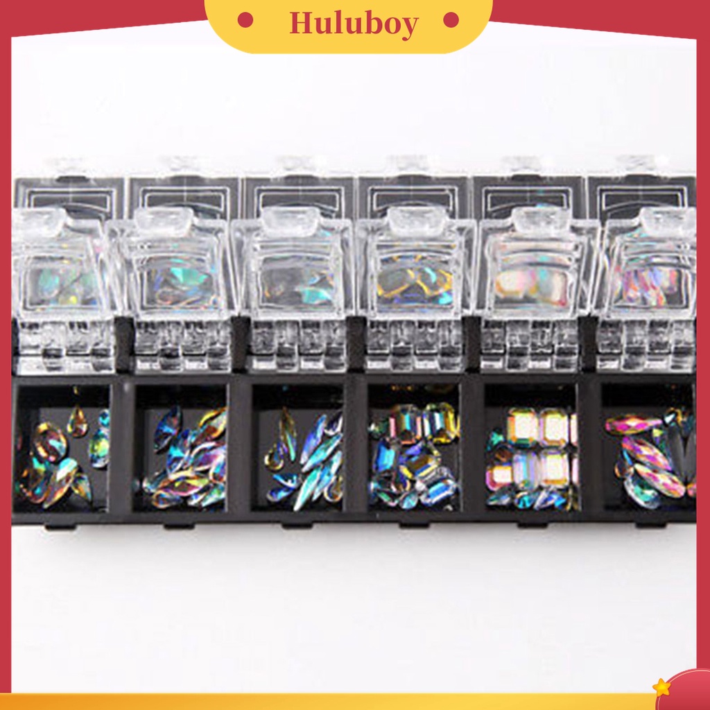 Huluboy Huluboy♡ 12 Kotak Stiker Kuku 3D Aneka Ukuran Warna Warni Untuk Nail Art