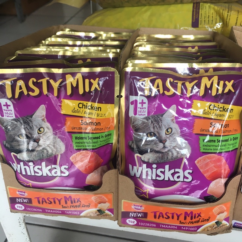 Whiskas Tasty mix 1box 24pc makanan kucing basah