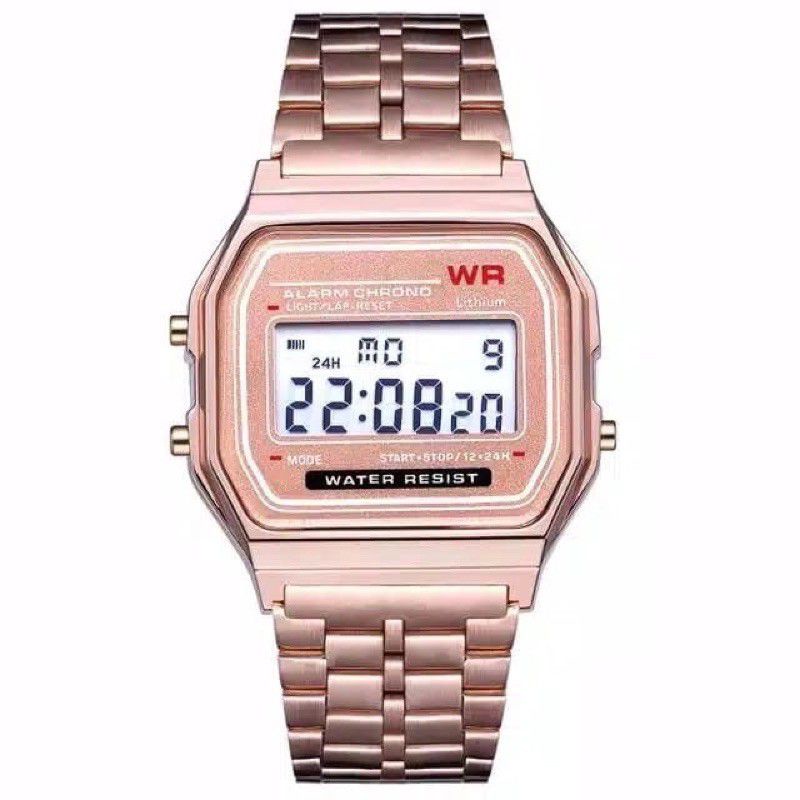 Jam Tangan Wanita Digital Kotak Rantai Model Casio