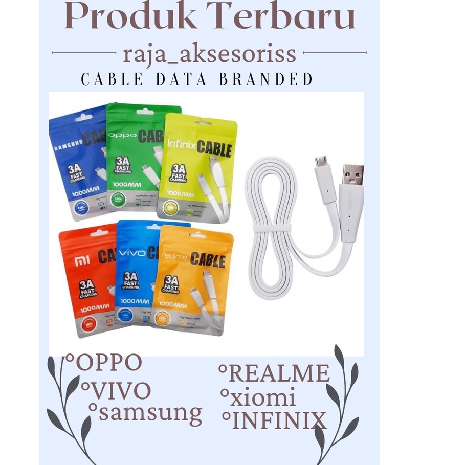 (RA) CABLE DATA BRANDED 3A FAST CHARGING MICRO PACKING PLASTIK