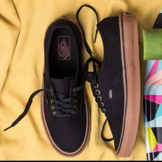 COD SEPATU VANS AUTHENTIC RING BLACK GUM 100% PREMIUM BNIB MADE IN CHINA VANS UNISEX PRIA/WANITA DT