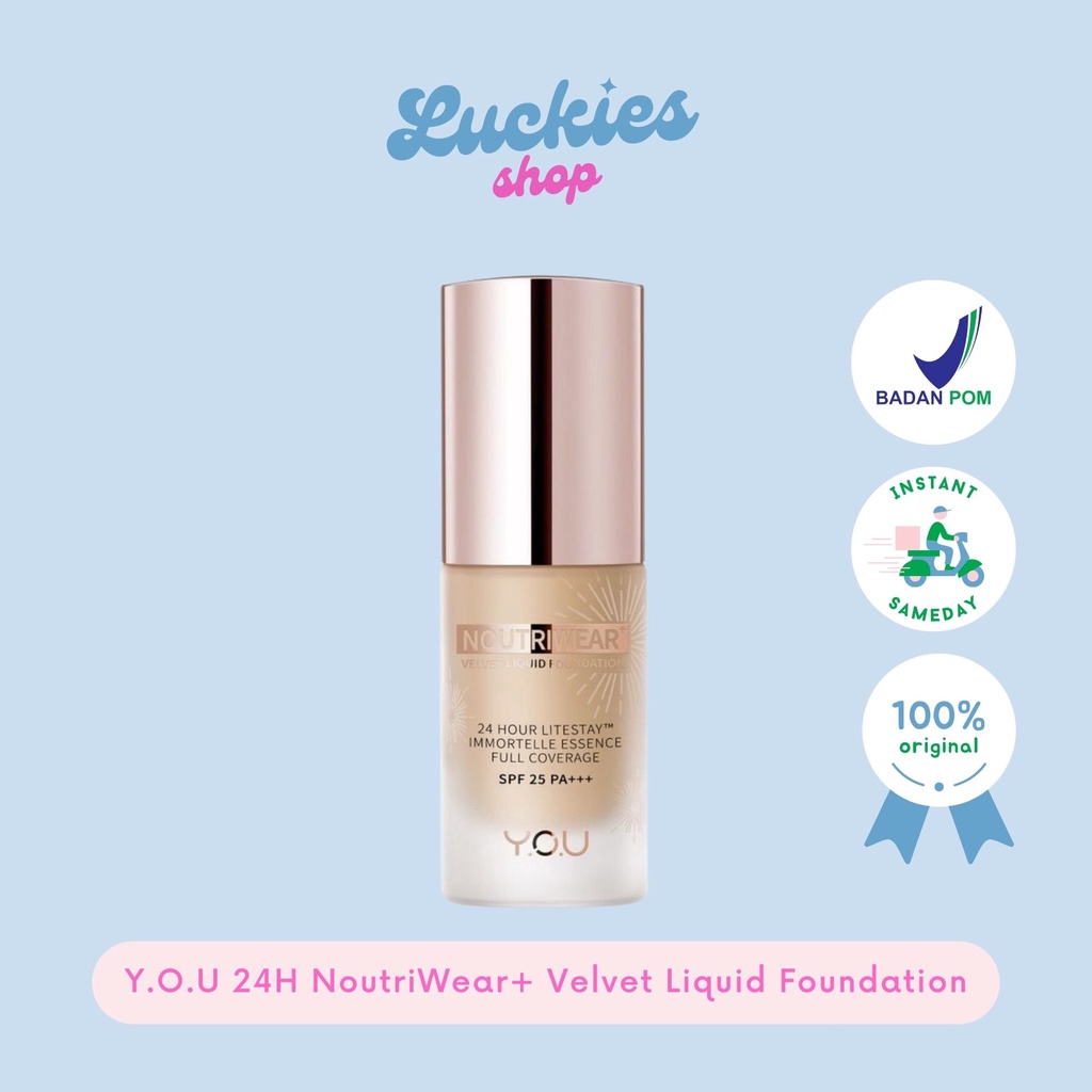 BPOM YOU 24H NoutriWear+ Velvet Liquid Foundation [SPF 25&amp; PA+++] - Nourishing Tahan Lama 24 Jam Full Coverage