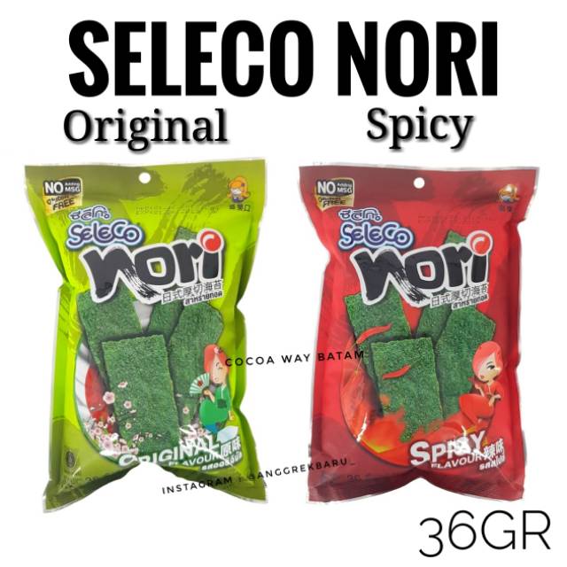 

Seleco Nori Rumput Laut Bag 36gr / Snack Seaweed Seleco Nori Original Spicy Flavour