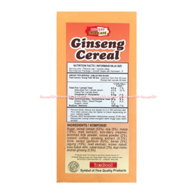 Indocafe Instan Ginseng Cereal 5sachet Sereal Gingseng Minuman Makanan Kopi Instan Indo Cafe Cocok Untuk Sarapan Indokafe