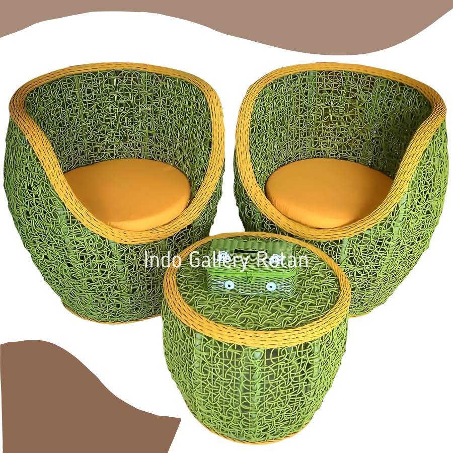 Kursi Teras Brekele Tulip Rotan Sintetis Plus Busa Jok