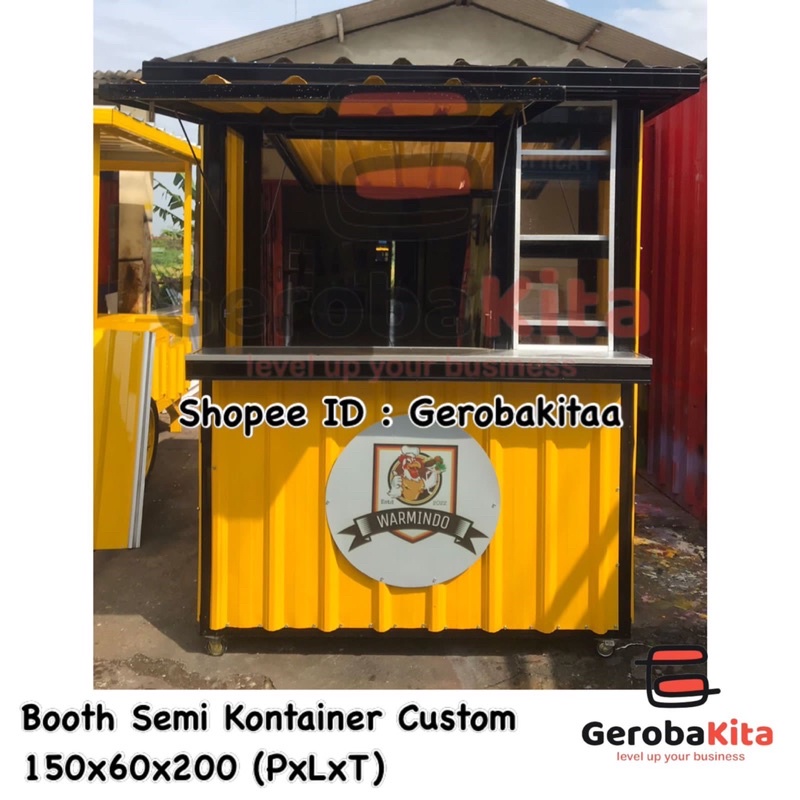 booth semi container custom kaca etalase/ gerobak jualan dengan rak
