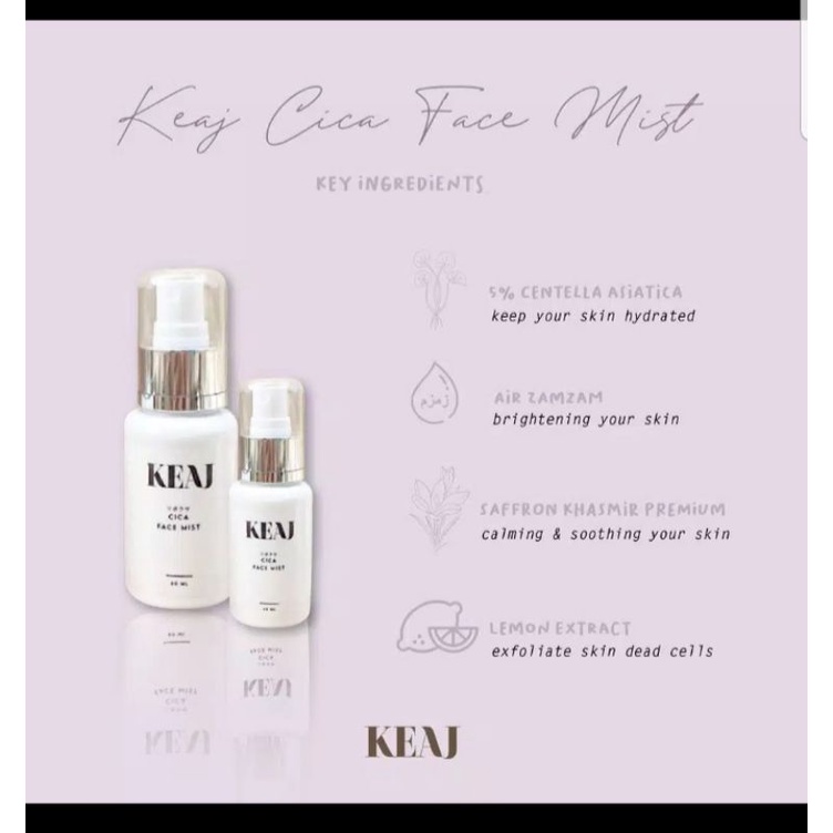 KEAJ BEAUTE FACE MIST CICA, SAFRON , CENTELLA , LEMON EXTRACT , AIR ZAMZAM 60ML