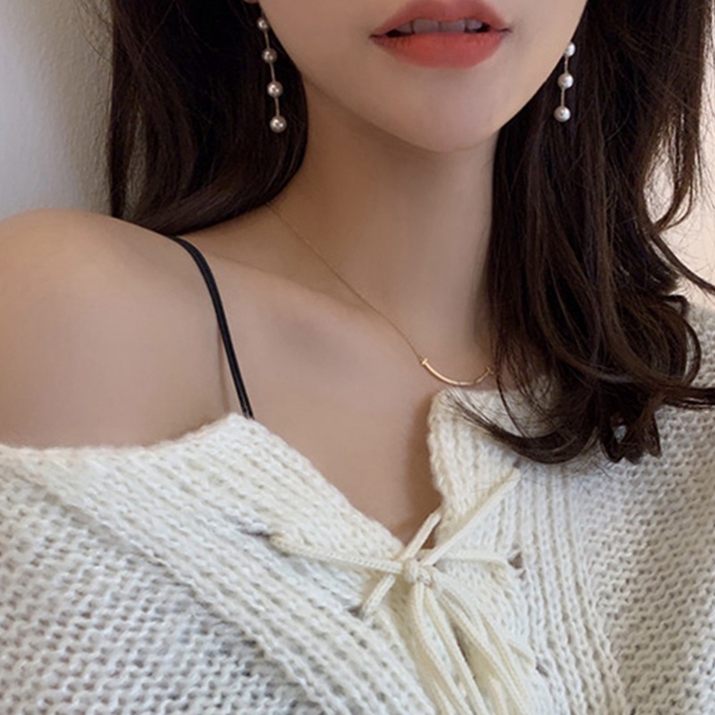 Anting Gantung Panjang Model Tetesan Air Dengan Rumbai Mutiara Natural Gaya Korea Jepang Untuk Wanita