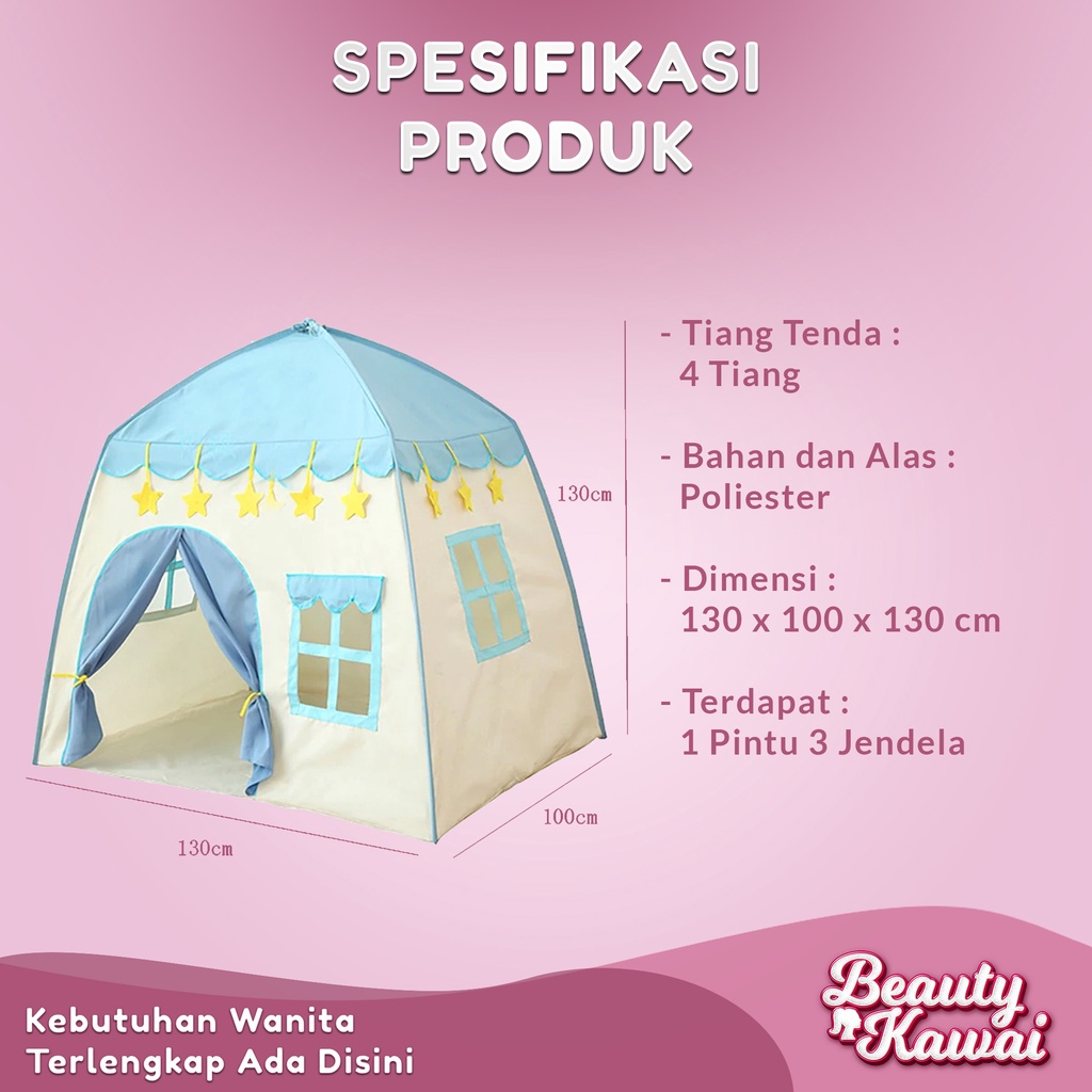 Tenda Anak Jumbo 3-4 orang Mainan Princess Castle Tent Playhouse