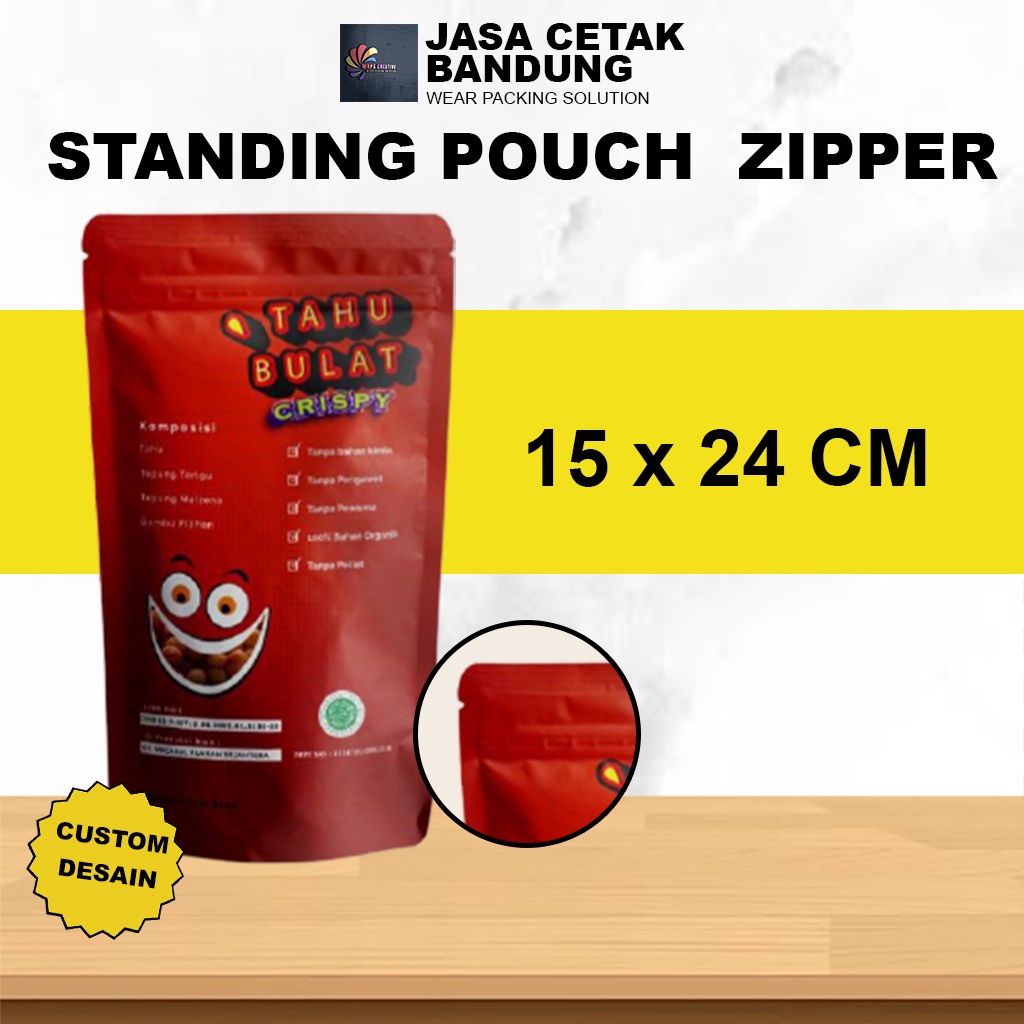 

KEMASAN CUSTOM STANDING POUCH + ZIPPER UKURAN 15x24