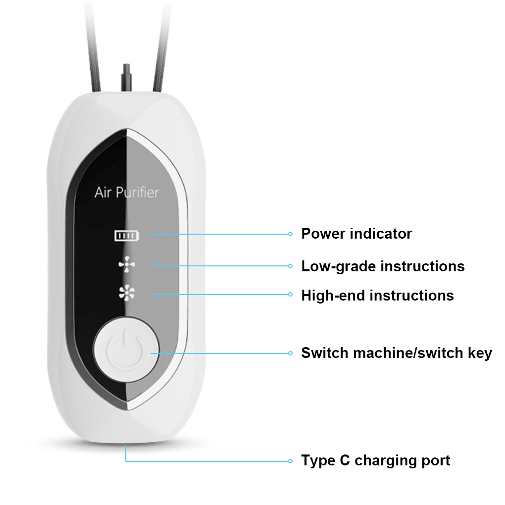 Necklace Air Purifier New Design 2021 Project Anti Virus Bacteria Ionizer &amp; Hepa Filter huiteni