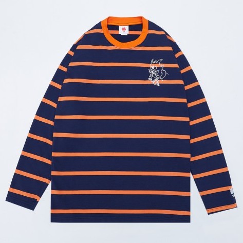 

SundaySundayCo - Sweater- Stripe Cat Navy Orange