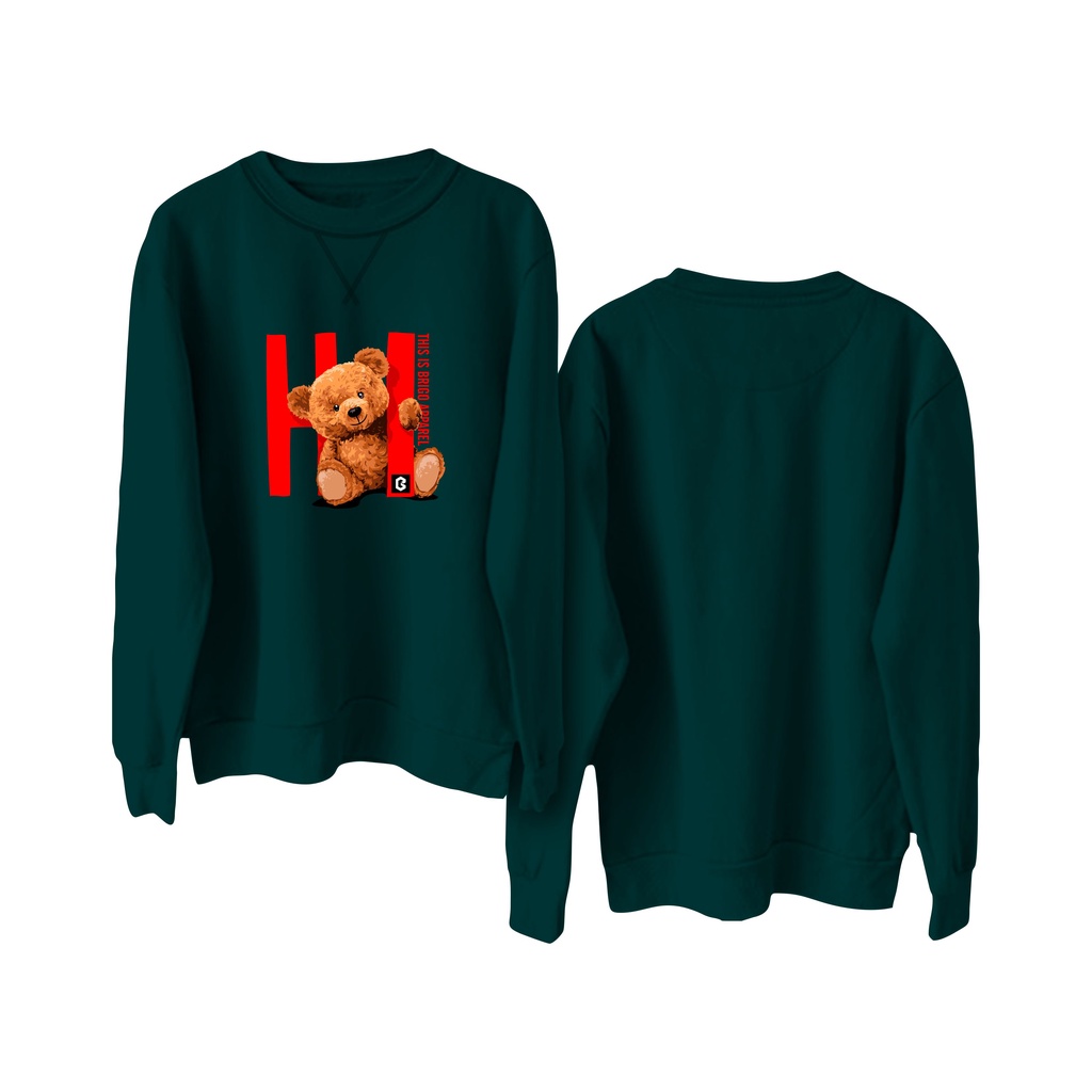 Sweater Crewneck BRIGO Sablon || BRIGO Basic Sweatshirt Beruang HI M-XXL (Pria &amp; Wanita) Free stiker&amp;Gantungan Kunci